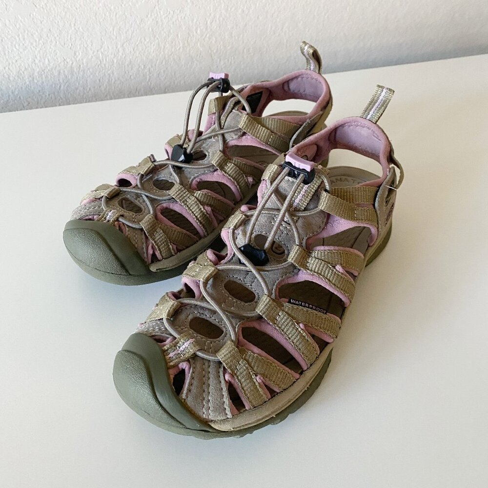 KEEN Whisper Waterproof Sandals Womens Size 7 Beige Pink Outdoor Sport EXCELLENT